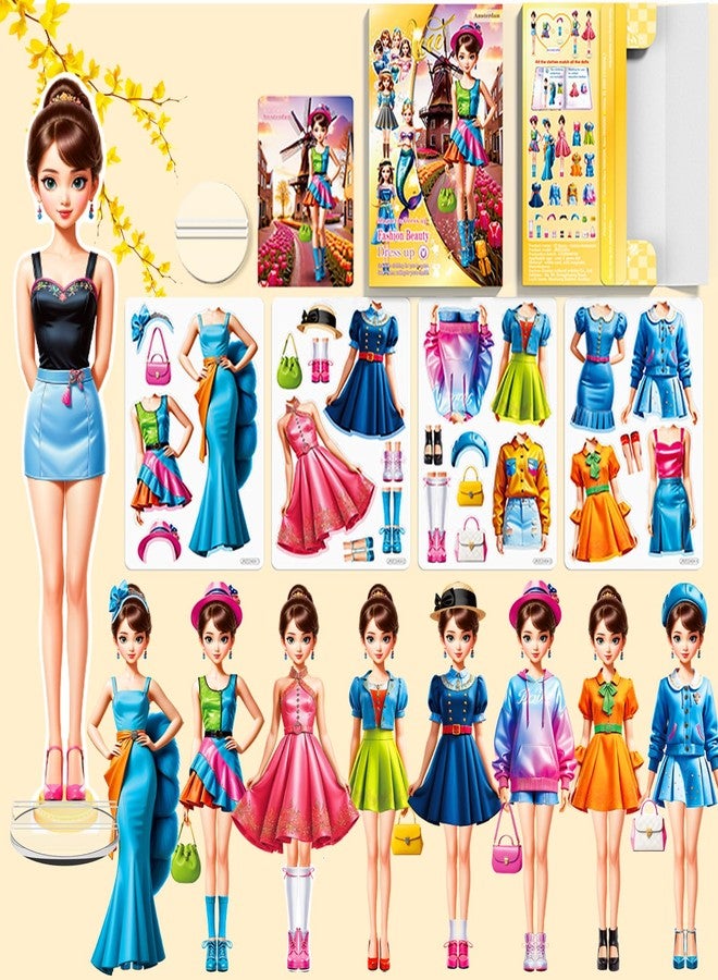 Daniel Axel Magnetic Dress Up Paper Doll,Magnet Princess Dress Up Dolls for Girls Ages 4-7 Kids,Travel Activities Road Trip Car Ride Interactive Learning Created Imagine Set Birthday Gift (D Set) - Image 1